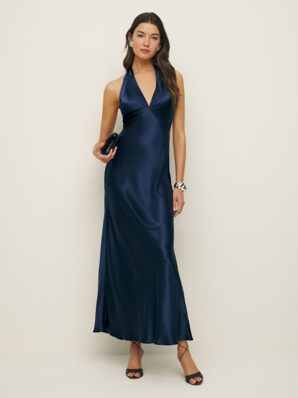 Daniela Silk Dress - Navy